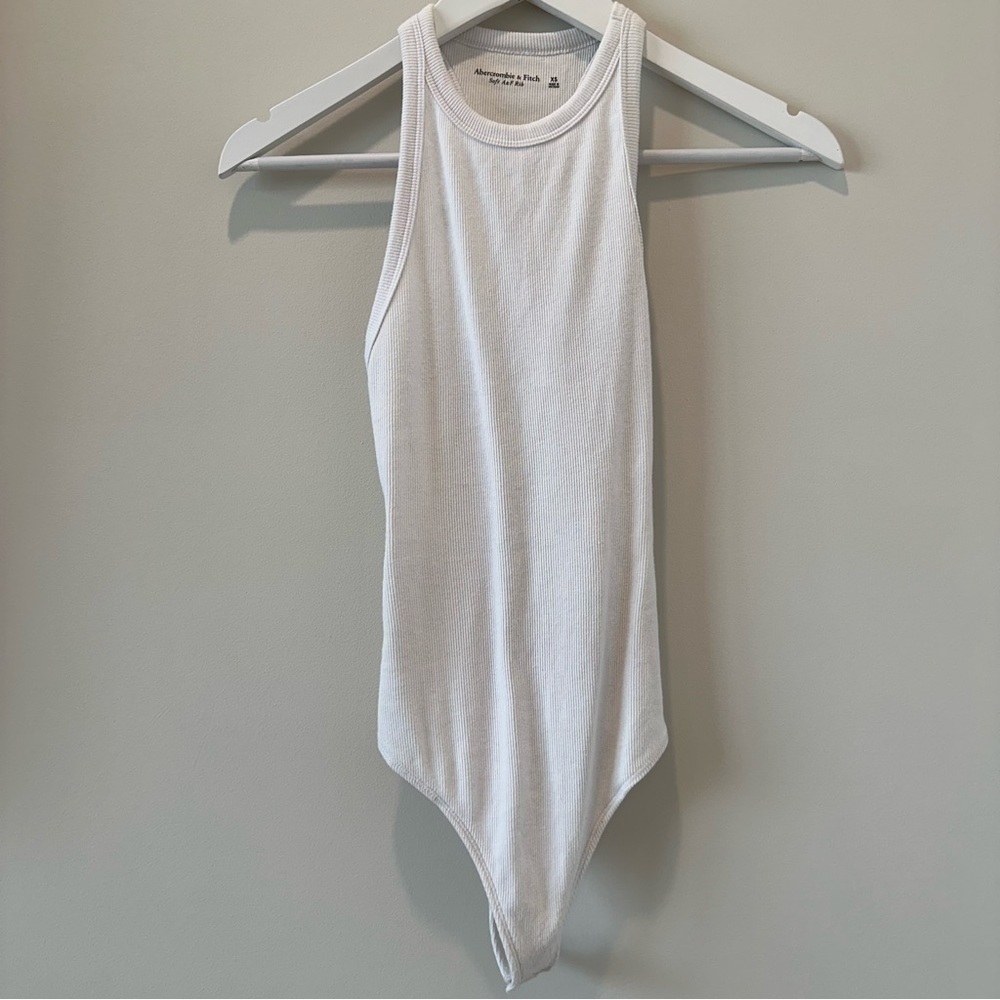 Abercrombie White Crew Neck Bodysuit Tank Top Basics Closet Staple Casual Shirt